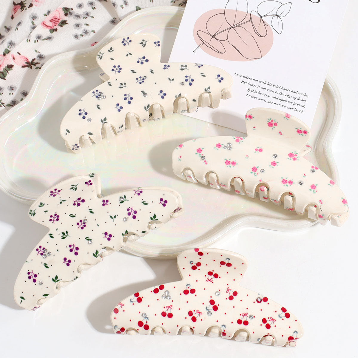 Spring Floral Hair Claw Clips