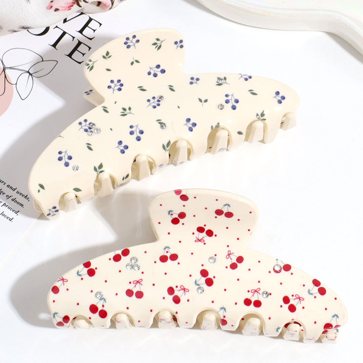 Spring Floral Hair Claw Clips